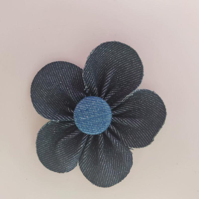 

1PC Headwear Accessories for Clothes Decoration Denim Cloth Crafts Supplies Sewing Applique DIY Flowers Blue