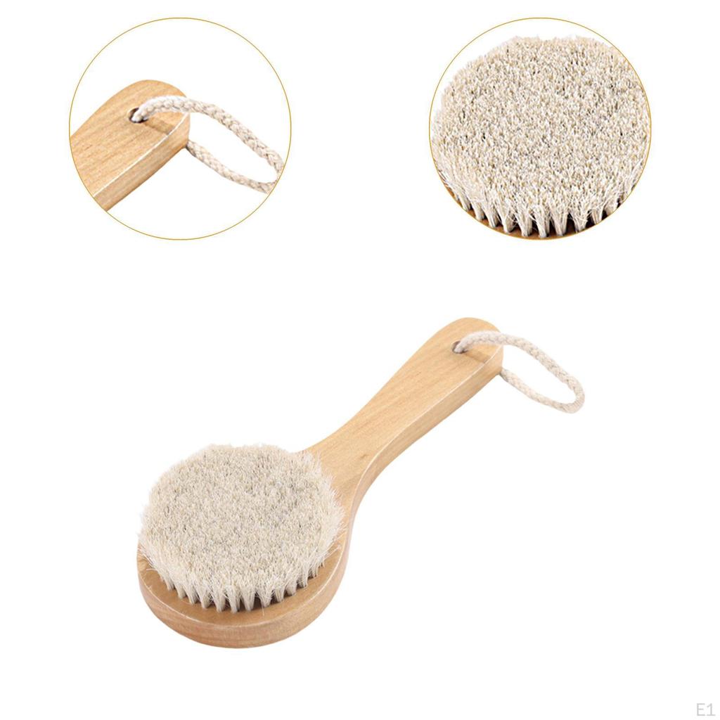 Bathing Back Brush Wood Handle Compact Anti Slip Easy Hanging Shower Scrubber Soft Bristles for At