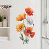 Weather Resistant Floral Window Decals 2Pcs Watercolor Flower Wall Stickers, PVC Waterproof Decals, Peel And Stick Indoor Outdoor Stickers Art Decor,