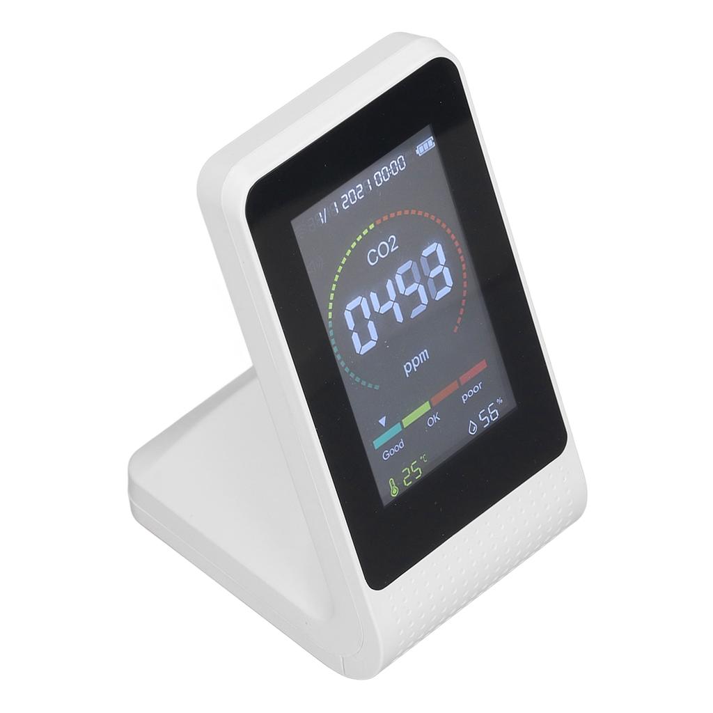 White CO2 Air Quality Monitor LED Digital Display LCD Screen Backlight Temperature Humidity TVOC Detector Meter