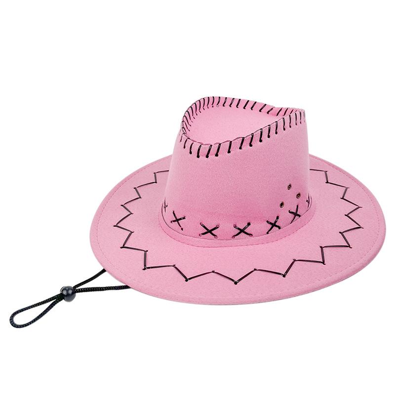 New Windproof Rope Western Cowboy Hat Men Outdoor Sun Protection Sun Protection Large Brim Knight Hat Retro Jazz Hat