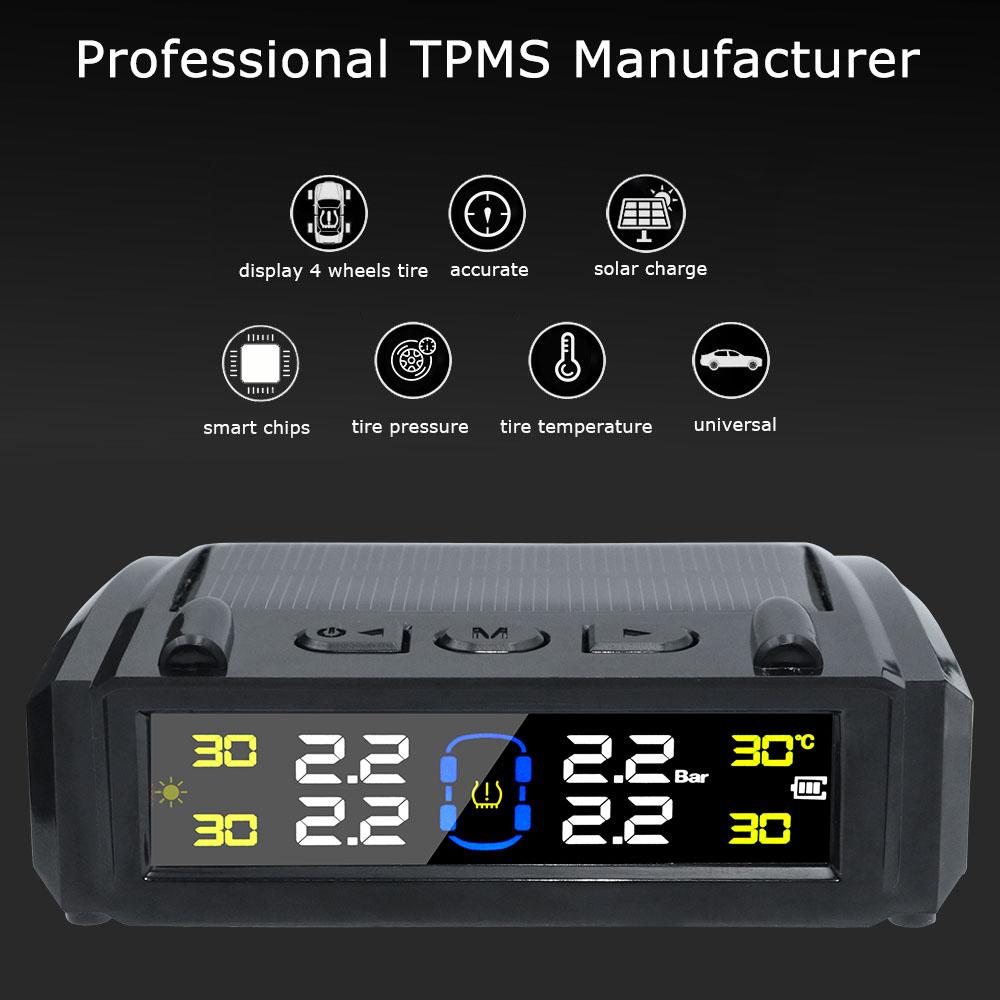 Digital LCD Display Tire Pressure Monitoring System Temperature Warning USB / Solar Power Car TPMS 0-6Bar Waterproof