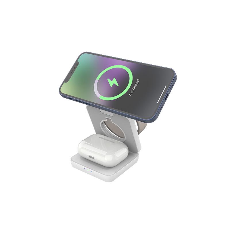 3-in-1 Foldable Magnetic Wireless Fast Charging Phone Holder for Apple
