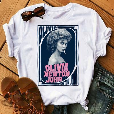 Olivia Newton John Summer Top Tshirt Men Graphic Aesthetic Streetwear Manga Print Tshirt Clothes Streetwear White T Shirt