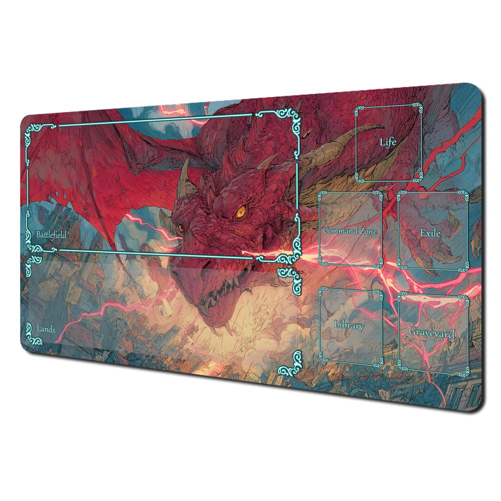 Fantasy Red Giant Dragon MTG Playmat Magic Card Battle Mat NonSlip Stitched Edge XCM Commander Playmat Tapete Magic Mtg