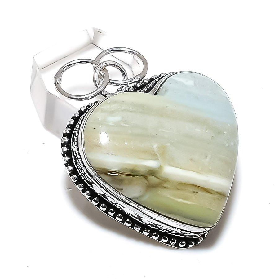 Natural Imperial Jasper Gemstone 925 Steling Silver Jewelry Pendant 1.89" y9A13