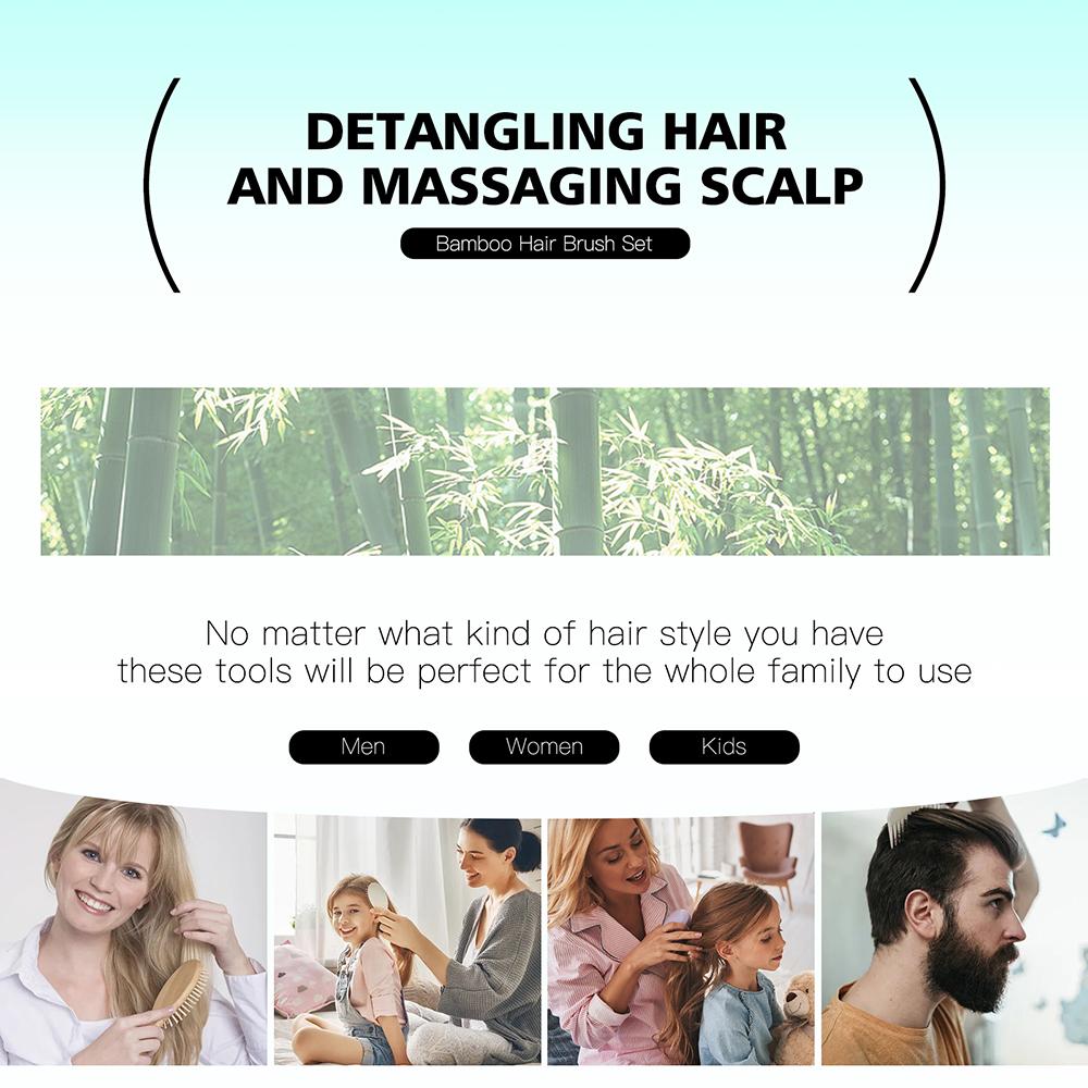 4pcs/Set Bamboo Wooden Hairdressing Comb Air Cushion Comb Wide Tooth Hair Comb Rat Tail Comb Holiday Gift