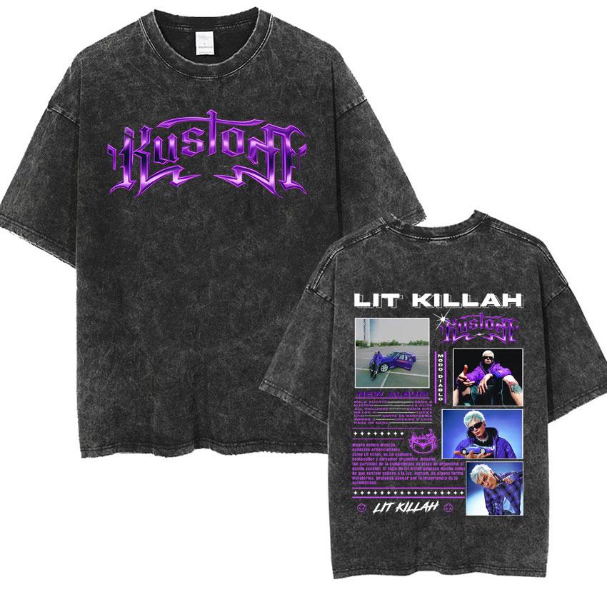

Lit Killah Fashion Merch Vintage Washed Summer Tshrit Mens Womens ONeck Aesthetic Casual Short Sleeve Tshrits Streetwear Unisex S