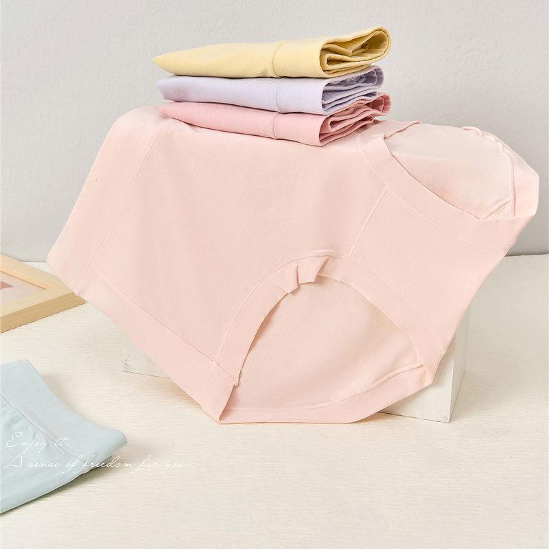 Women's High Waist Antibacterial Pure Cotton Triangle Briefs - 80s Long Staple Cotton Tummy Control