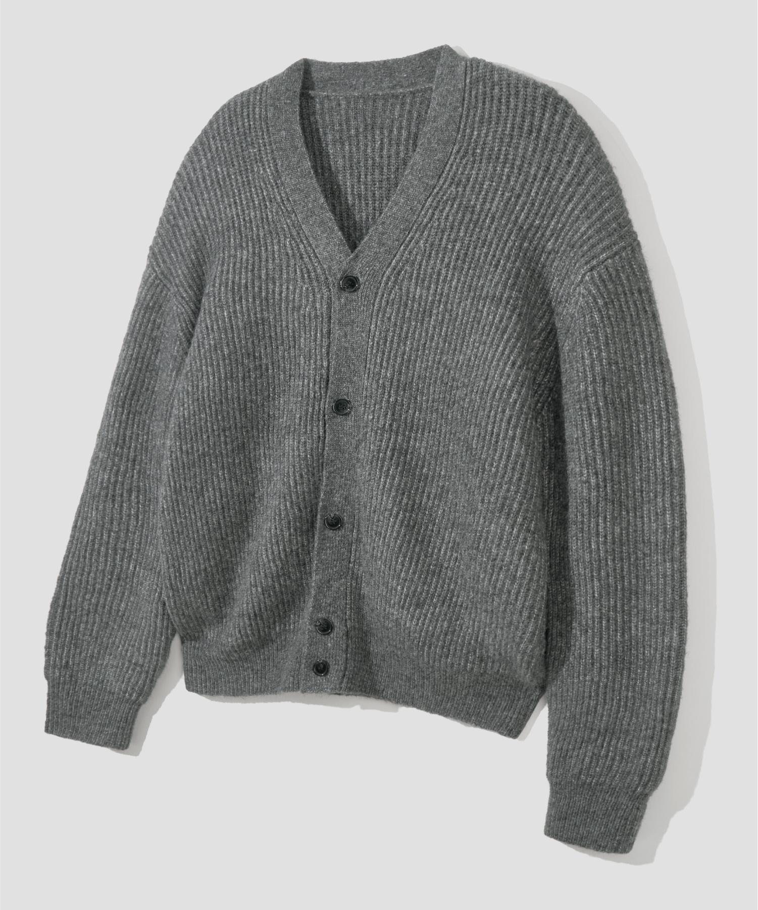 AGOD Hairy Ribbed Knit Cardigan [Heather