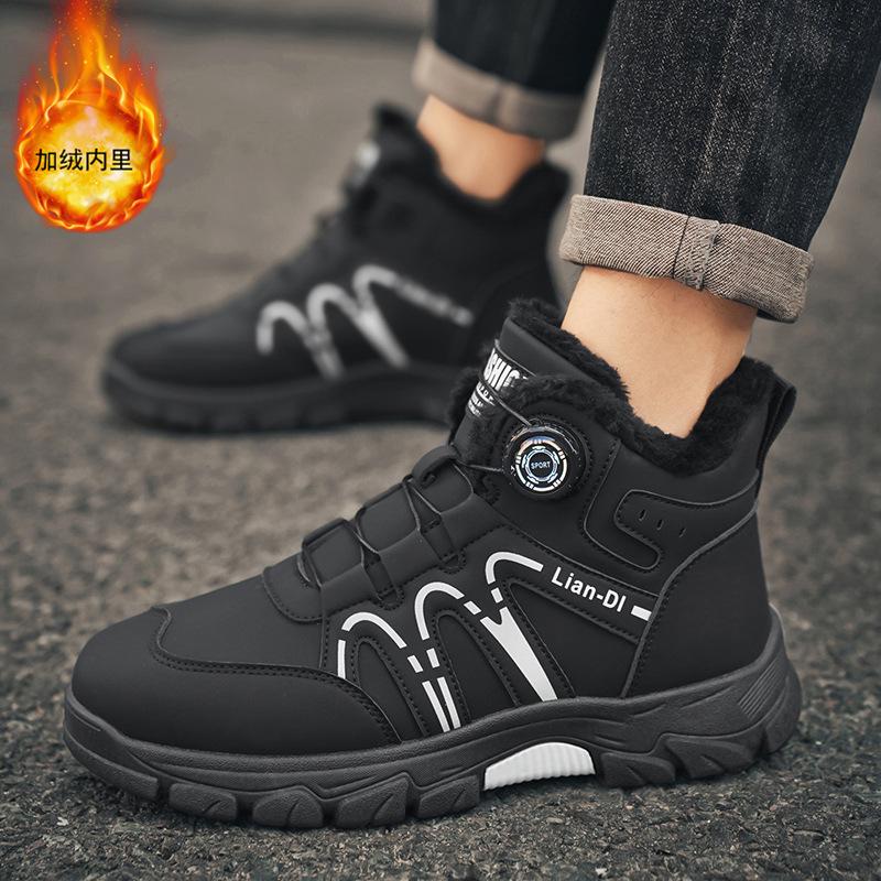 2025 winter new velvet thickened cotton shoes men's shoes versatile warm Martin boots British style fashion trendy shoes