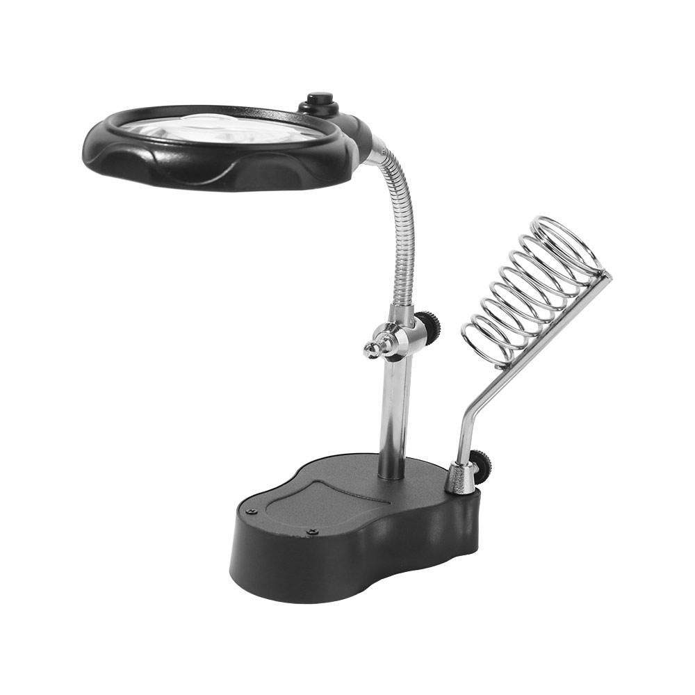 with LED Light Desktop Magnifying Glass 3.5X 12X Chip Repair Magnifier  Manual Welding
