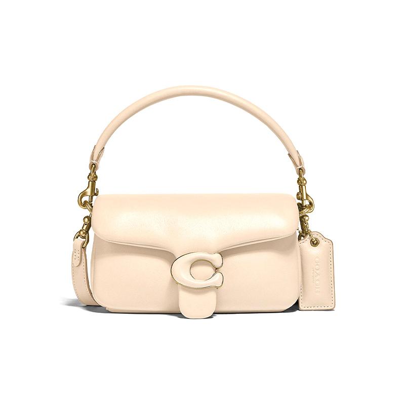 

COACH Tabby 18 Fashion Solid Color Flip Leather Pillow Bag Shoulder Crossbody Handbag Small Women s Macaron Apricot коричневий