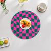 Coaster Exquisite Checkerboard Acrylic Coaster Stylish Rounded Placemat for Coffee Tea Table Decoration