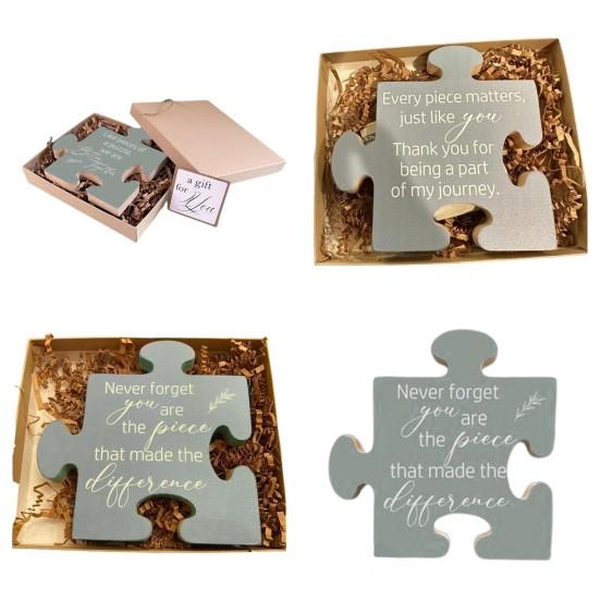 Wood Art Puzzle Thoughtful Coworker Gift Letter Carving Puzzle Piece Thank You Gift for Colleagues Friends