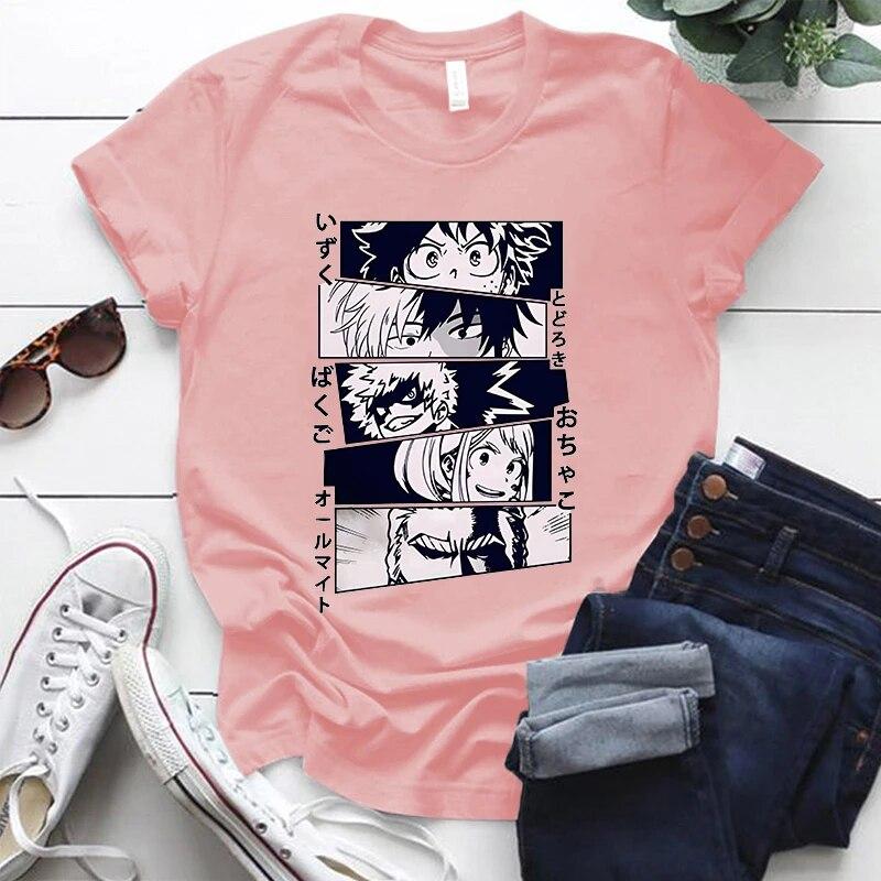 New Anime Deku Bakugou Katsuki Todoroki Shoto Printed T-shirts Unisex Women Fashion Y2k Summer Casual Short Sleeved T-shirts