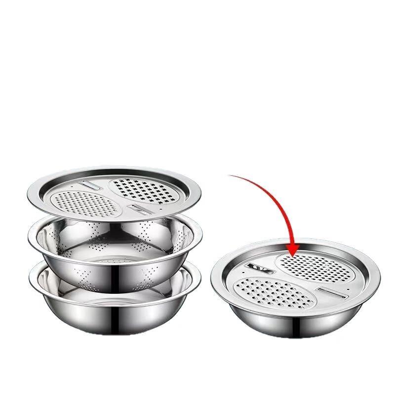 3-Piece Stainless Steel Multi-functional Basin Set