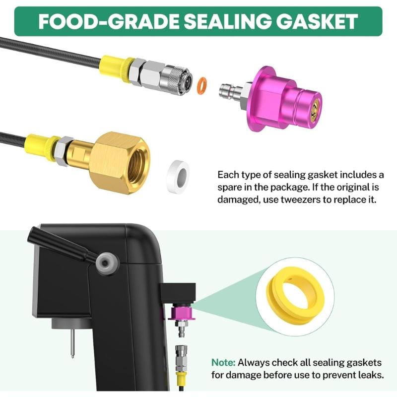 High Pressure CO2 Transfer Hose Food Grade Materials Aluminum Alloy Sodas Machine Adapter Connector