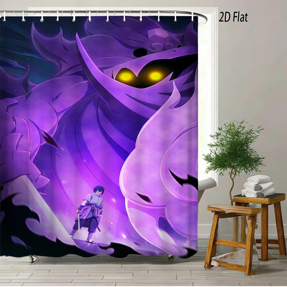 

2D Flat Naruto Anime Itachi Uchiha Akatsuki Red Moon Crow Print Waterproof Shower Curtain For Bathroom Decor W60H190(CM)-1 Pcs