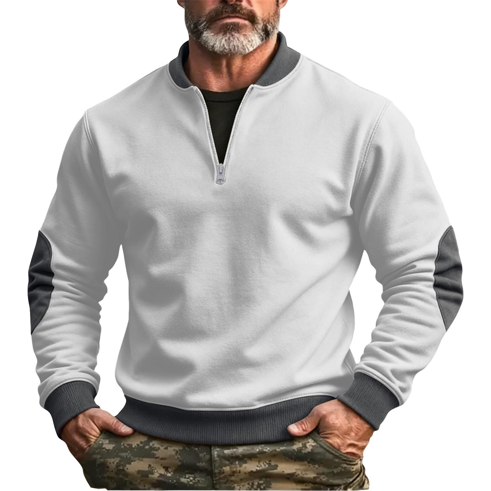

Men s Solid Color Half-Zip Sweatshirt Men s Sports Large Size Casual Sweatshirt XL білий