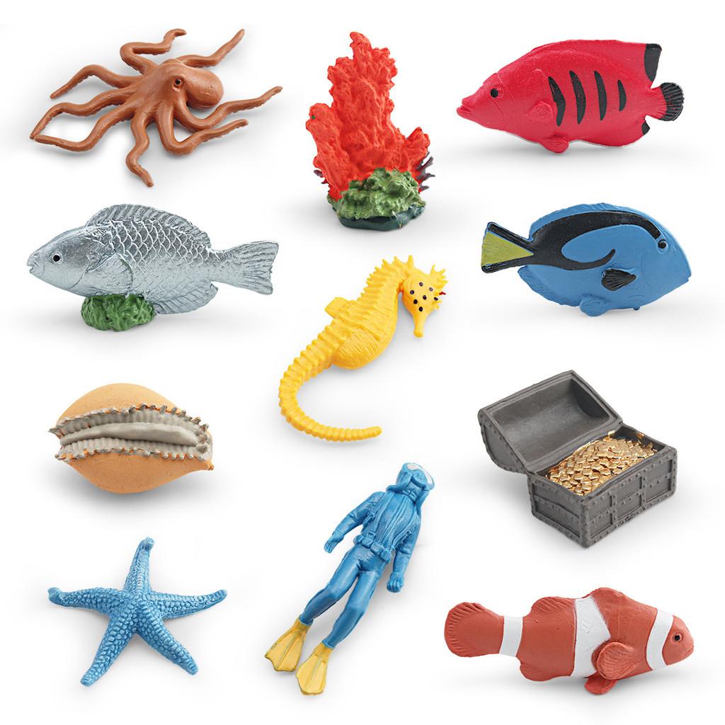 Realistic Ocean Creature Pvc Figurine Set Coral Reef Fish Octopus Starfish Marine Scene Decor For Home