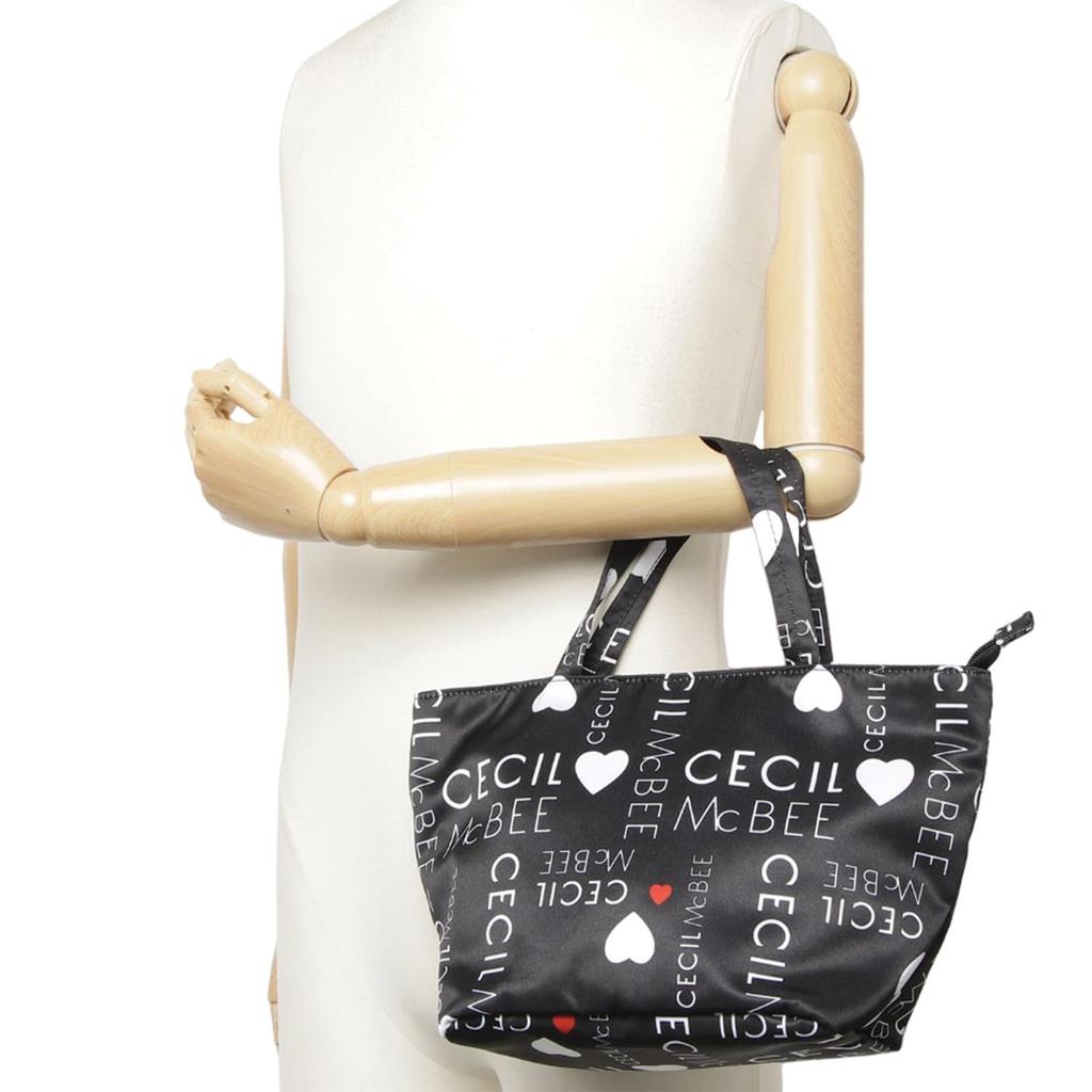 Cecil McBee Green Tote Bag, Women's Logo Pattern Mini Tote, CM121139, White