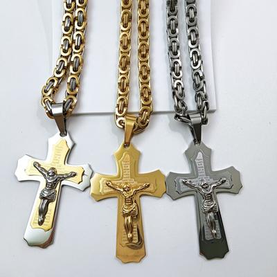 New European and American Handmade Titanium Steel Necklace with Stainless Steel Cross Pendant
