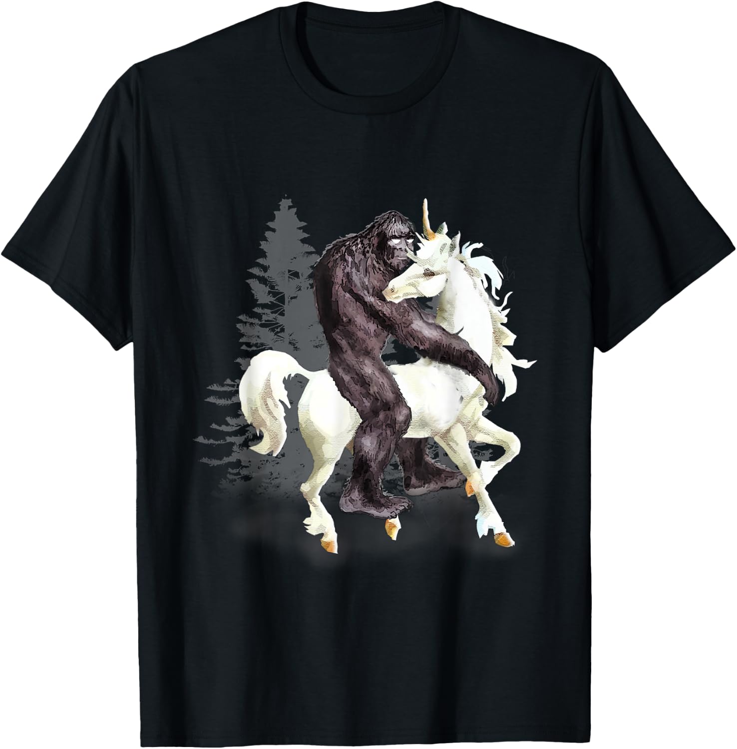 Bigfoot Sasquatch Riding Unicorn Funny Cute Gift T-Shirt Unisex T-Shirt XXXL
