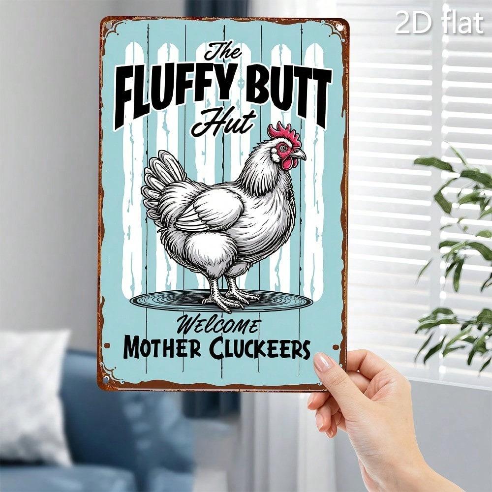 Metal Wall Art Hen with Mother Clucker Sign Kitchen Decor