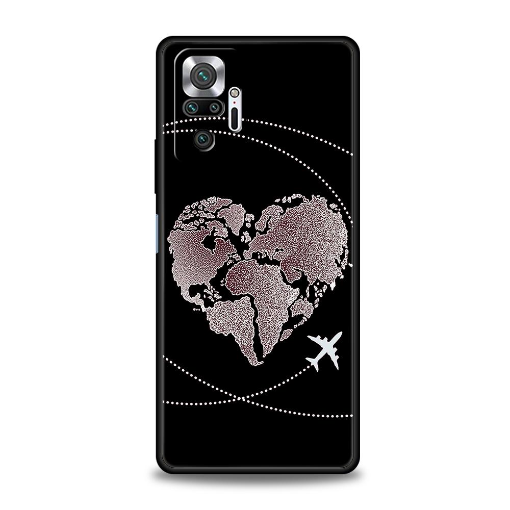 Fashion Planes World Map Travel Phone Case For Xiaomi Redmi Note 12 5G 10C 10 11 9 8 Pro Plus 9S 7 8T 9T 9A 8A 9C K50 K40 Cover