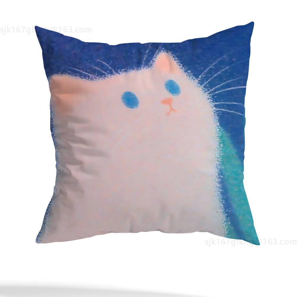 Star Heart MoonLight Cat Pillow Case Anti-dustmite Pillowcase Invisible Zipper Silky Short Plush Sofa Cushion Cover