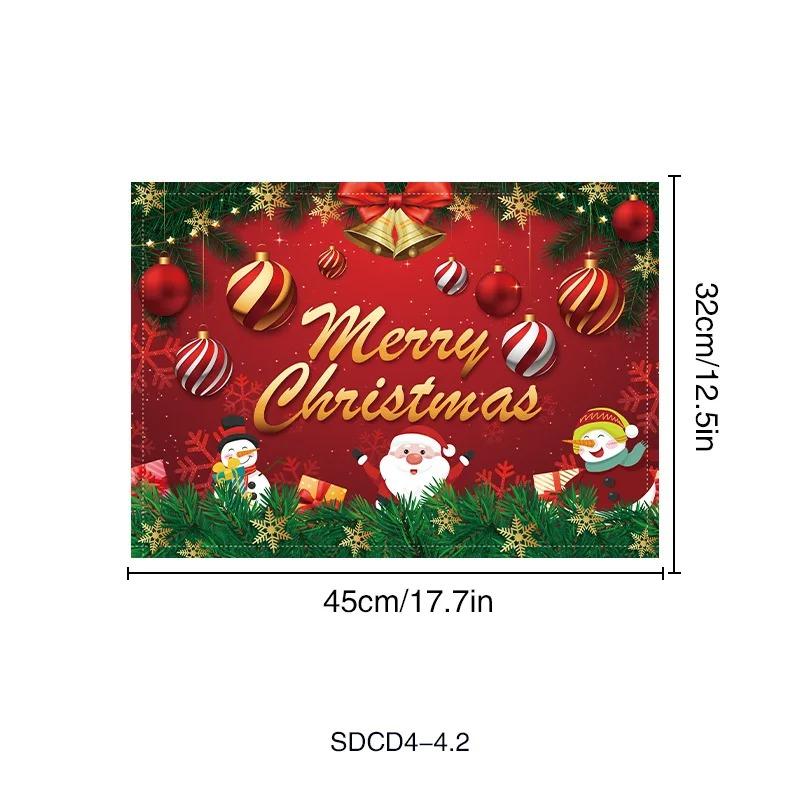 4/6/8pcs New Christmas Placemat Festival Decoration Set Santa Claus Linen Tableware Pads Tablecloth for Christmas Celebrations