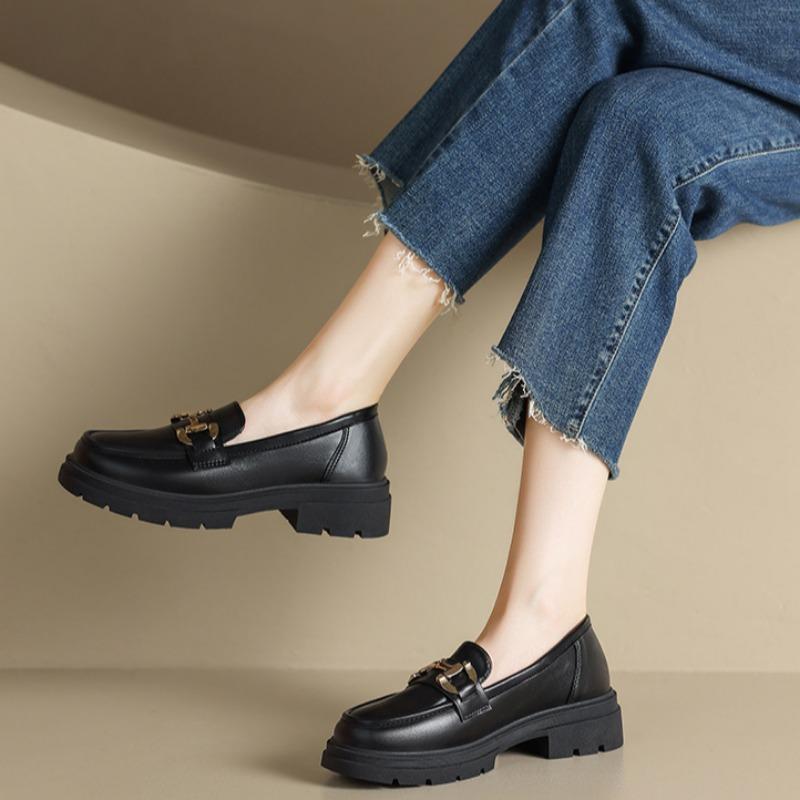 British Style Small Leather Shoes, All-match Thick-soled Loafers