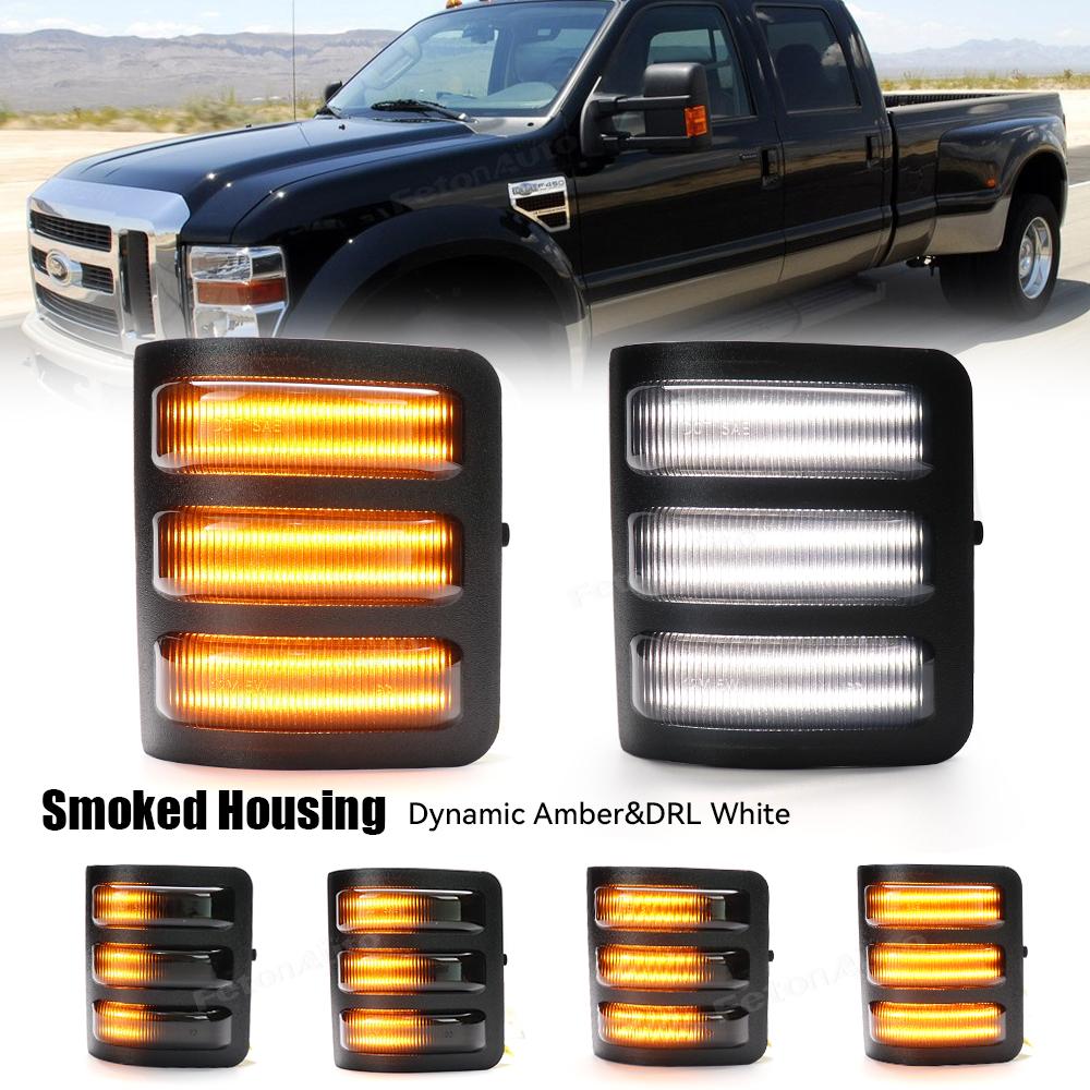 For Ford F250 F350 F450 F550 08-16 Sequential Blinker Signal Lamp 4 Kind Amber Dynamic Switchback Mirror DRL Turn Signals Lights