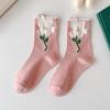 Women Socks Japanese Korean Style Cartoon Flower Rabbit Harajuku Cute Kawaii Mid Tube Breathable Casual Short Cotton Socks