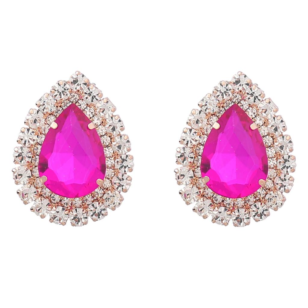 Spring 2024 New Metal Glass Rhinestone Heart Stud Earrings Engagement Party Luxury Jewelry Women's Elegant Shiny Accessories