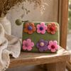 Natural Felt Zipper Pouches – Six Flowers, Set of 3