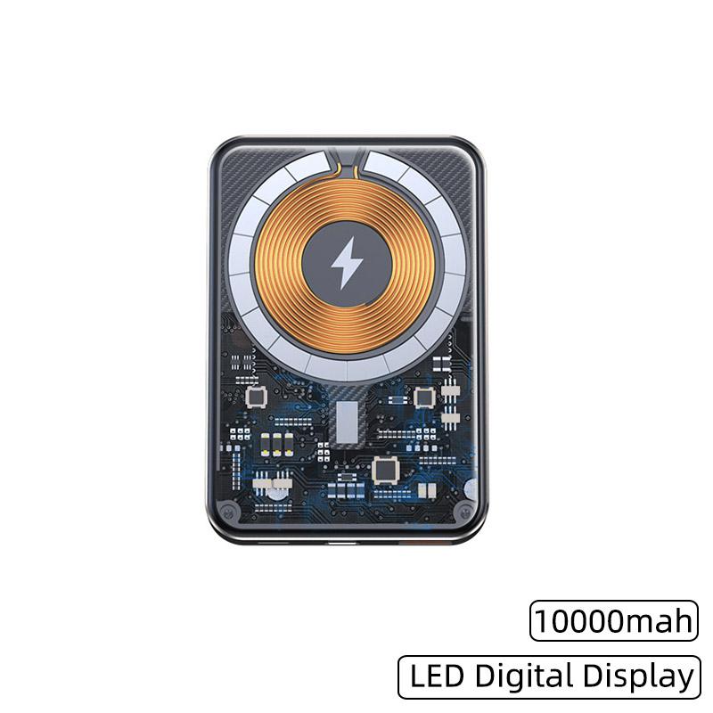 

Прозрачный стеклянный магнитный беспроводной внешний аккумулятор 15 Вт портативное быстрое зарядное устройство внешний запасной аккумулятор для iPhone 13 12 Xiaomi 10000mah