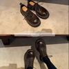 Cowhide Version~ Grape Mother Same Loafers Women's Single Shoes Lace-up Washed Shrinkage Horse Leather Thick-soled Retro Small Leather Shoes