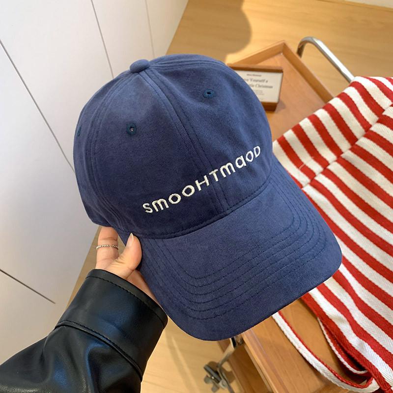 

Korean Style Baseball Cap For Women Summer Sunshade Breathable Acrylic Embroidered Wide Brim Hat Темно-синій