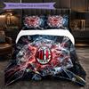 Set Lenzuola AC Milan Modello 3 Pezzi Morbida Copripiumino in Microfibra con Federe per Camera da Letto