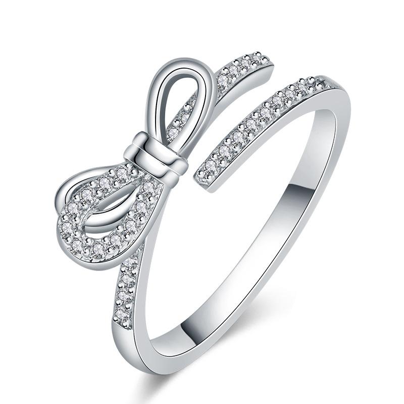 Copper Zircon Adjustable Engagement Rings For Women Wedding Elegant Jewelry Ladies Accessories Gifts R25633