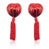 Sequin Heart-shaped Tassel Nipple Covers - Adult SM Bondage Accessory