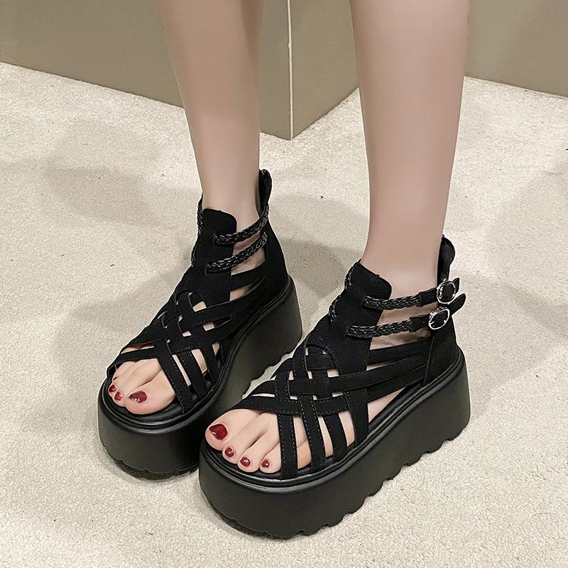 Fashion 2025 Designers Women Summer Sandals Open Toe 8CM Platform Wedge Sneakers Women Casual Shoes Beach Sandálias Das Mulheres