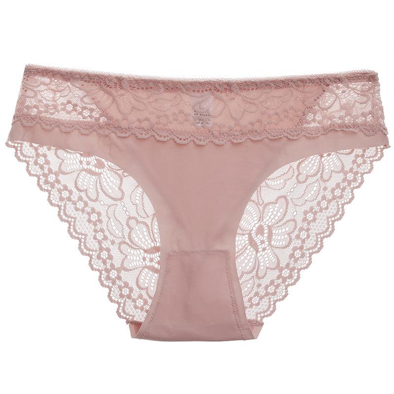 Chiloți cu dantelă pentru femei cu talie medie, sexy, fără cusături, chiloți pentru femei, europeni și americani, transfrontalieri, plasă confortabilă și respirabilă