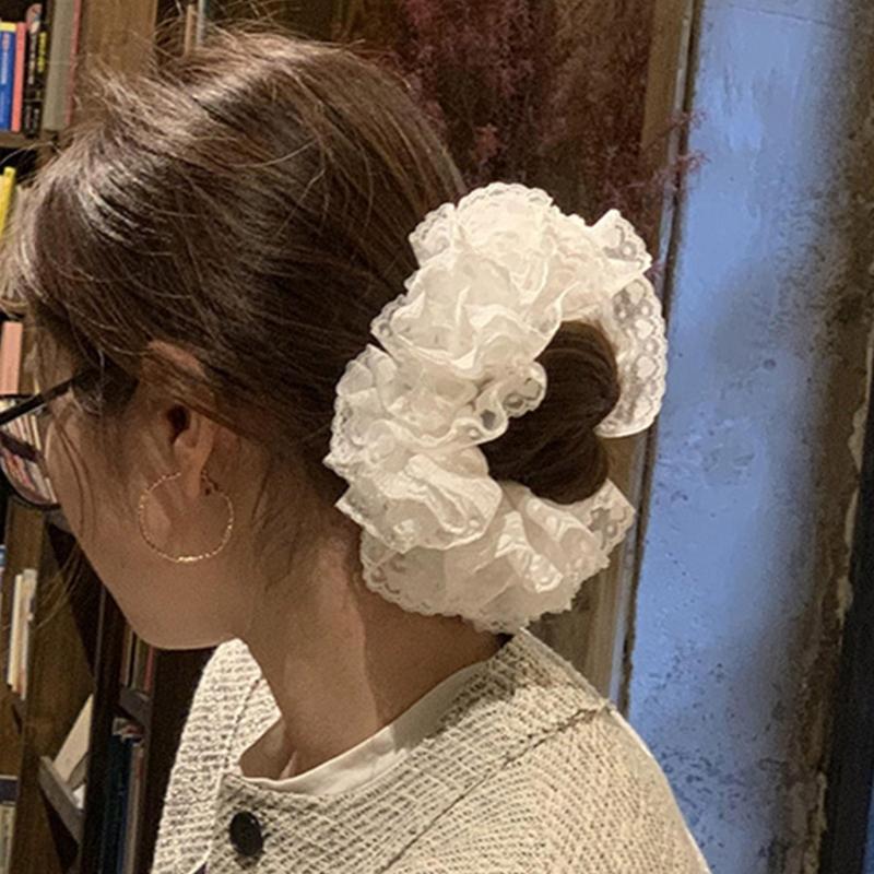 Modische Spitze Haargummis Scrunchies Für Frauen Sanfte Elastische Haarbänder Haaraccessoires Für Verschiedene Frisuren