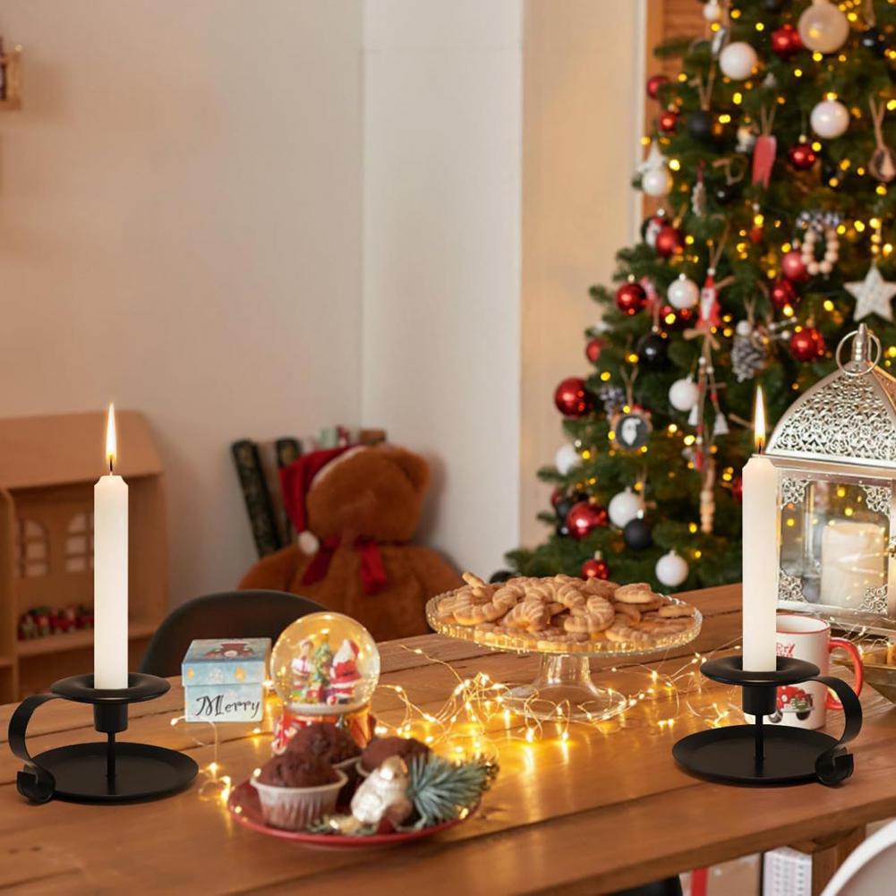 Iron Art Candle Holder Taper Candle Holder Vintage Metal Candlestick Set with Handle for Home Decor Wedding Party Table