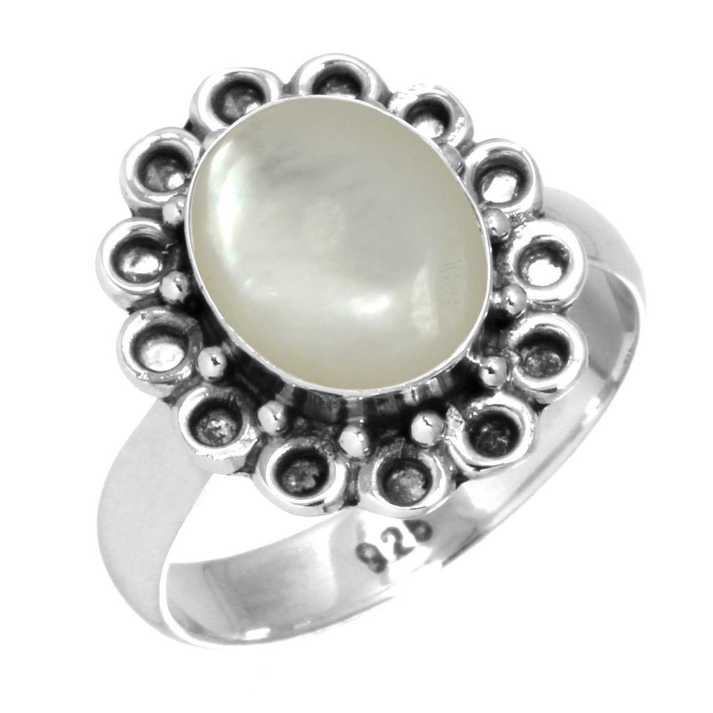 925 Sterling Silver Ring Women Gemstone Handmade Jewelry New Year Gift Blue Green Purple Copper Turquoise Freshwater Pearl Lapis Mother Of Pearl Boho