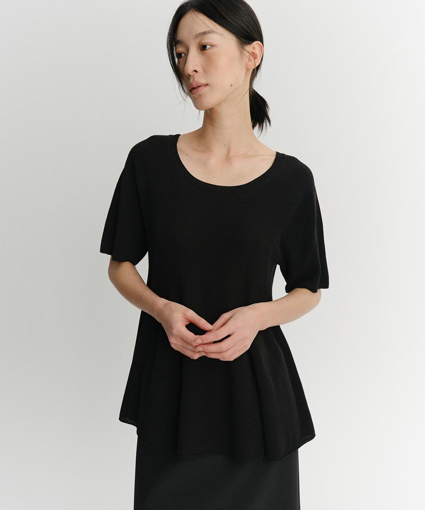 Ia Sue Flare Knit Top (Black)
