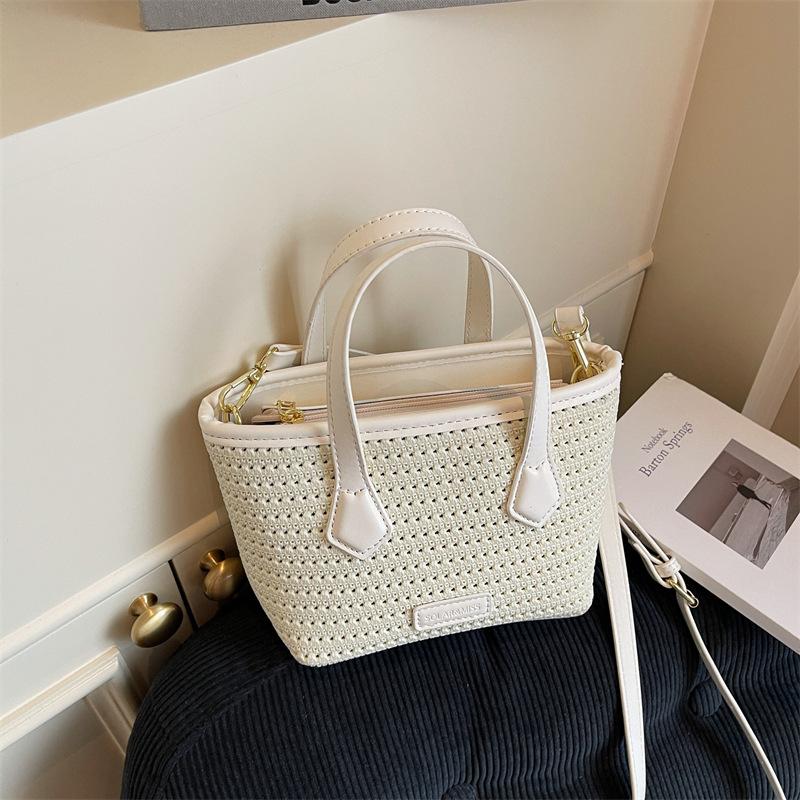 Summer new fashion versatile tote bag women's simple high-end woven handbag shoulder messenger bag